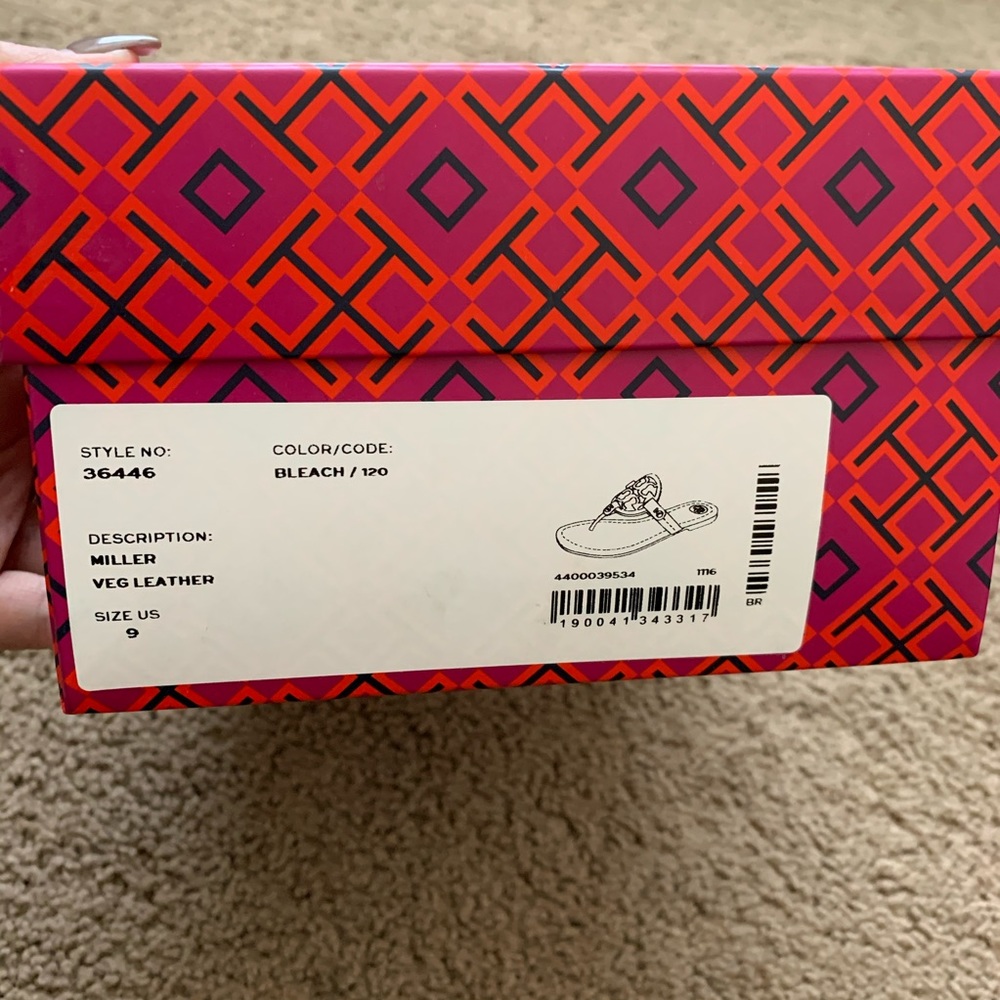 NEW 9 Tory Burch Leather Miller Sandals Bleach - Picture 12 of 12